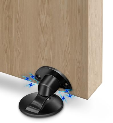 TOKPLNU Magnetic Door Stopper, Heavy Duty Stainless Steel Magnetic Door Stop Floor Invisiable Magnet Door Stopper Black Magnetic Door Holder Catch with 3M Self Adhesive Doorstop