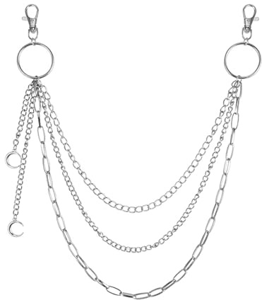 Cadena de Pantalón, Cadena Jeans, Cinturón de Cadena, Cadena de Hip Hop con Colgante de Luna, Cadena de Metal para Jeans, Pantalones, Vestidos, Bolsos, Billeteras