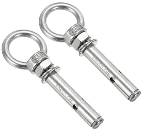 PATIKIL Bullone Espansione M10x80mm, 2Pz Vite Occhiello in Acciaio Inossidabile 304 con Anello Occhiello per Pareti di Cemento e Mattoni, Coperture, Ingegneria di Ancoraggio Argento