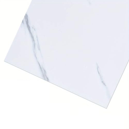 PVC Bodenbelag Selbstklebend, Vinylboden Wasserfest Rutschfest, Vinyl Laminat Rutschfeste Dekor, 30cm x 30cm, / 5 Fliesen - Weiss Marmor | INSTALAY
