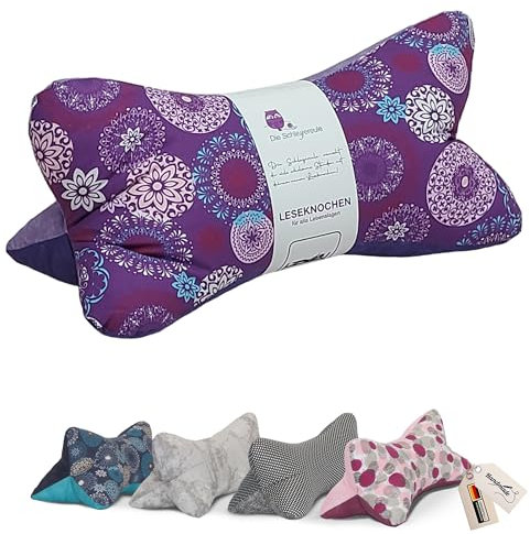 Leseknochen Nackenkissen Mandala bequem und waschbar! Handgestopft und genäht in Deutschland - Nutzbar als Nackenrolle Kissen Nackenrolle (Mandala wildberry)