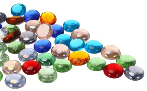 QUARKZMAN Perle Vetro, 36pz Pietre Preziose Vetro Piatto Trasparenti Colorate Miste 0,44 Libbre (0,67-0,87) Biglie Vetro Ciottoli per Riempitivi Vasi Acquari Artigianato Fai-da-Te