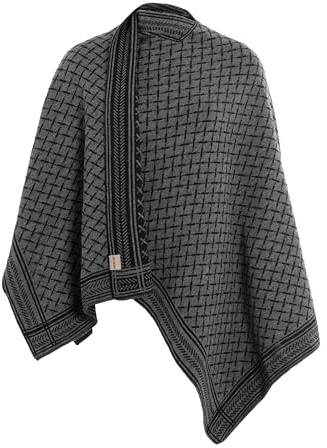 KNIT FACTORY - Dusk Poncho Cape - Elegant Gestrickter Damen Cape - Wickelschal mit Wolle - Hochwertige Qualität