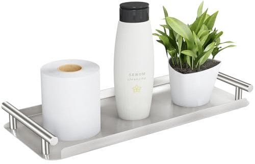 Toilettenpapierkorb, Edelstahl-Toilettentankablage mit Griff zum Organisieren – Toilettenpapierkorb, Aufbewahrung für Toilettentank, Badezimmer, Küchentheke (Bürste, Nickel)