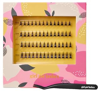 GirlGotLashes Pre-Glued Lashes - Lemon Squeezy - Selbstklebende Wimpernsegmente Besonders geeignet für Anfänger & Ungeduldige - Set aus 36 Wimpernsegmenten und Mini Applikator