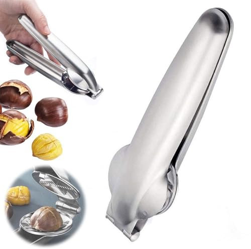 Kastanien Clip, Maronizange, Maronen Schneider, Chestnut Opener, Chestnut Kastanie Schneide, Edelstahl Kastanien Schneider, Maronizange Nussknacker Für Walnüsse, Metall Nuss öffner Zange (Silber)