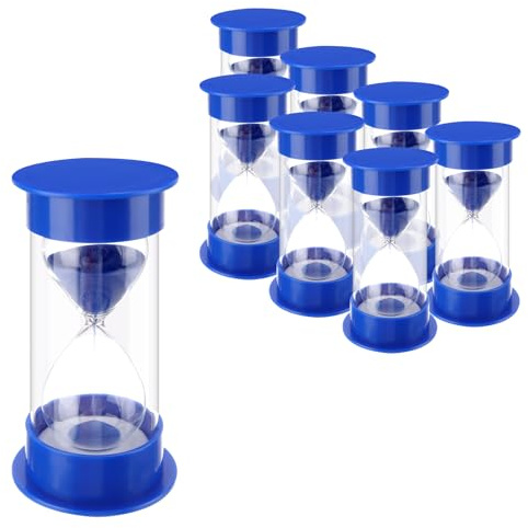 KEILEOHO 8 temporizadores de Arena de 5 Minutos, Reloj de Arena de plástico para cocinar la Actividad de Cepillado de Dientes, Color Azul