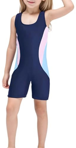 Maillot De Bain 1 Piece Shorty Fille 5-14 Ans Maillot De Bain Enfant Fille Ventre Plat Gainage Monokini Chic Pas Cher étudiant Natation Piscine Sport Plage Surf Plongée (11-12)
