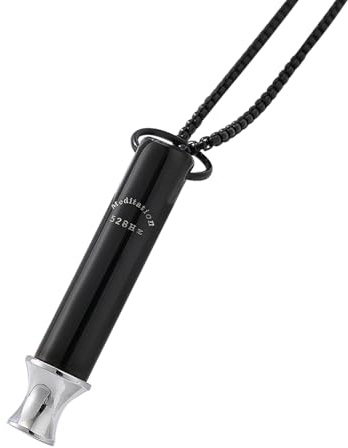 Flongo Collar Silbar 528hz Acero: Sonido Curativo Meditación Respiración Consciente Dejar de Fumar Amor Afinador Collar con Silbato - Acero Inoxidable Hombre Mujer