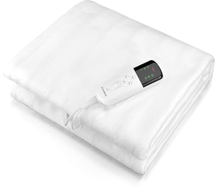 LEEVOT coperta termica 150 x 80 cm, 3 Temperature Regolabili coperta riscaldante elettrica, Antimite, Lavabile, Spegnimento Automatico, 1 Controller, Timer Programmabile