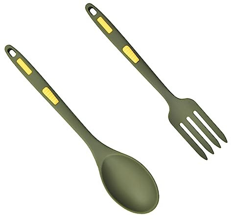 BEBEMOKO Forchette Da Cucina in Silicone e Cucchiai Per Mescolare Alimenti Utensili Per Cucinare Antigraffio e Resistente Per Uso Quotidiano in Cucina