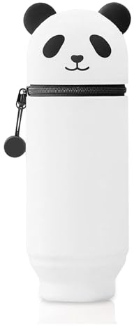 JAONLD 2 in 1 Weiche Silikontasche Kawaii Federmäppchen, Weiches Silikon Federmäppchen, Kawaii mäppchen, Teleskopisch Mäppchen Niedlicher Panda für Kinder Schule Home Office Supplies