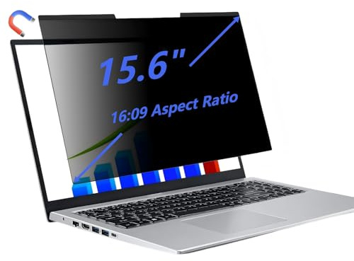 JiSiTeCai 15.6-inch Magnetic Privacy Screen, Suitable for laptops with a 16:9 Detachable Anti-Glare Filter, Reduces Blue Light/Compatible with HP, Dell, Acer, Asus, Samsung, Lenovo and Other laptops.