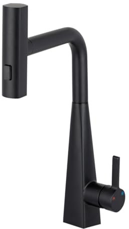 Robinet de cuisine basse pression pivotant à 360° - Robinet cascade extensible avec 3 modes de lavage - Pour cuisines, salles de bains, restaurants, laveries, etc (noir)