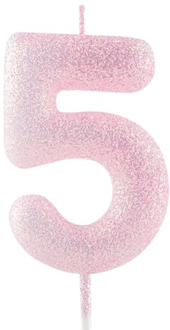 Geburtstagskerzen Zahlen 5, glitzernde Zahlenkerze zum 5, Leuchtende Rosa Kerzen, Kerzen für Kuchen, Toppers für Frauen Mädchen Geburtstags Jubiläum, Geburtstagsdekorationen, Partyzubehör