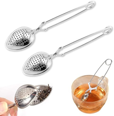 Infusor de té para té suelto, 2 pinzas de té, de acero inoxidable, infusor de té para té suelto, colador de té para taza, infusor de té (4 x 16 cm)