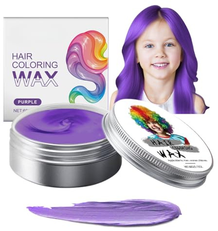 Temporary Hair Color Wax Purple for Kids - 60g Instant Hairstyle Cream Dye - Disposable Instant Styling Violet Pomade for Youth - DIY Cream Washable Colored Hairstyle Dye Mud Cosplay Halloween Party