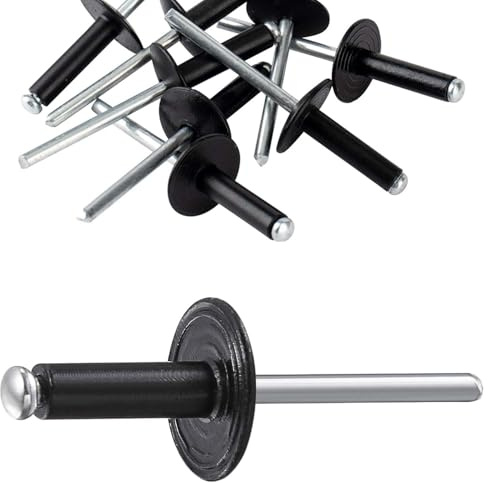 80 Stück Aluminium-Blindnieten mit großem Flansch, 4,8 mm x 20 mm Popnieten Sortiment Blindnieten Großkopf, Blindnieten Alu Nieten Popnieten Größen Flansch Popnieten für Metall Holz Kunststoff