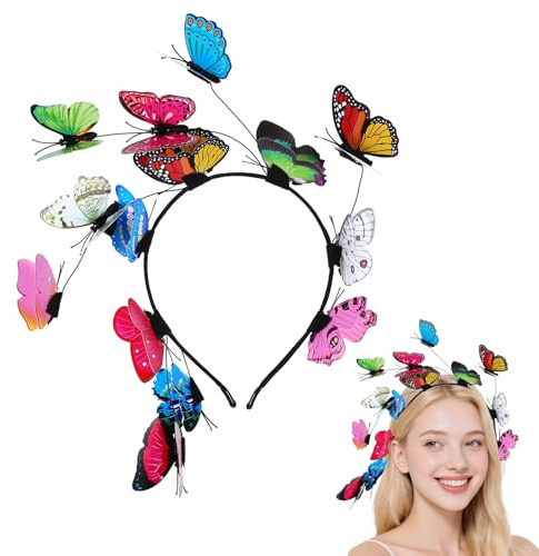1 Stück Schmetterling Haarreif, Karneval Schmetterlings Stirnbänder Fliegende Fee, Geeignet Für Kostümpartys, Fotorequisiten, Karnevalszubehör