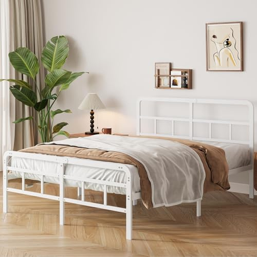 Yicensen Cama 180 x 200 cm con Cabecera y Pie de Cama de Metal
