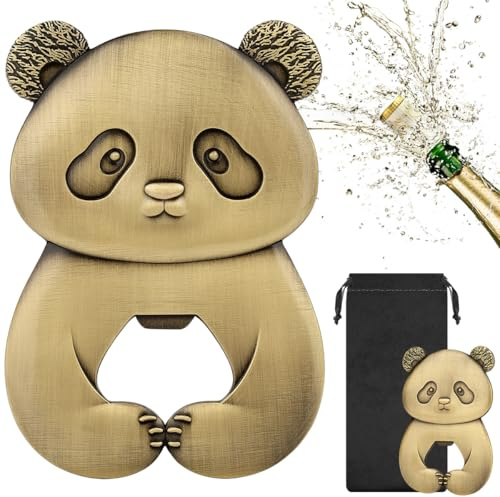Décapsuleur de Bière Panda, avec Sac Cadeau, Décapsuleur Forme de Panda Mignon, Cadeaux pour Homme Femme, Amoureux du Animaux, Cadeau de Fête des Pères, Noël, Anniversaire, Fête, Cadeaux Bière, Bronze
