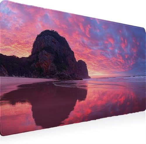 Tapis Souris XXL 800 x 400 Grand Prolongé Tapis Souris, Gamer Bureau Rubber Base Anti Dérapage, Imperméable Mouse Pad, Haute Précision et Vitesse avec Bords Cousus pour Bureau, Les Nuages Mer W0G11027