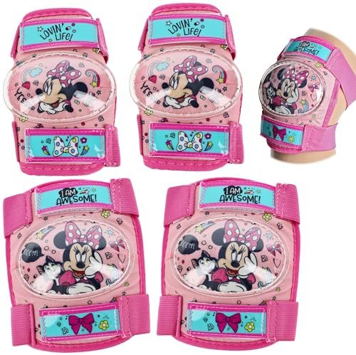alles-meine.de GmbH 4 TLG. Set: Minnie Maus - Knieschützer + Ellenbogenschützer - für Circa 5 bis 12 Jahre - für Kinder - Gelenkschützer Knieschoner rosa pink Mädchen - Minni..