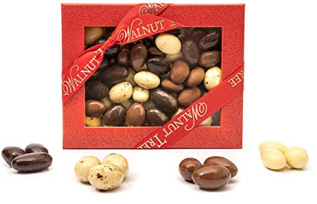 Walnut Tree – Gourmet Almonds Gift, Covered in Milk, White & Dark Chocolate – Hand Packed – Great Taste Award Winner – Luxury Gift Selection, Birthday, Anniversary, 300g