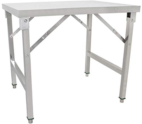 Beeketal 'BA90-70K' Edelstahl Küchen Arbeitstisch klappbar mit 110 kg Tragkraft und justierbaren Stellfüßen, Abmessung Klapptisch aufgebaut (L/B/H): ca. 900 x 690 x 800 mm