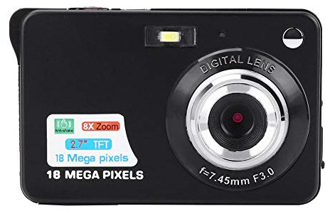 Bewinner KinderKamera, 2,7 Zoll HD IPS Bildschirm, 1080P HD 18MP Digital Point Shoot Kamera, Stoßfest, Kinder Digital Capture Camera für Kinder, Schwarz