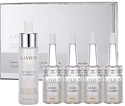 Lavien Collagen Ampoule Professional Program - Activating Booster, Ceramide, Elastin, Hyaluronic Acid, All Skin Types - 30ml Booster Bottle, 4-200mg Collagen with Dropper