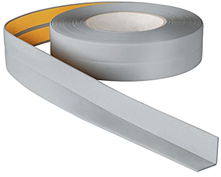 ProfiPVC Perfil Angular Suelo 18x18mm - 5 metros, Rodapié de acabado, ideal para cocina y baño, cinta autoadhesiva de PVC, rodapié flexible y blanda, Plata