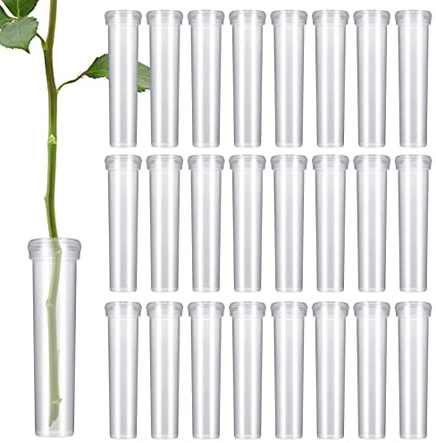 Zocipro 100 Piezas Tubos de Ensayo Plastico, 10 ml Transparente Probetas Plastico de Flores con Tapas, Tubo de Ensayo de Reutilizable para arreglos de Flores y Plantas Hidropónicas