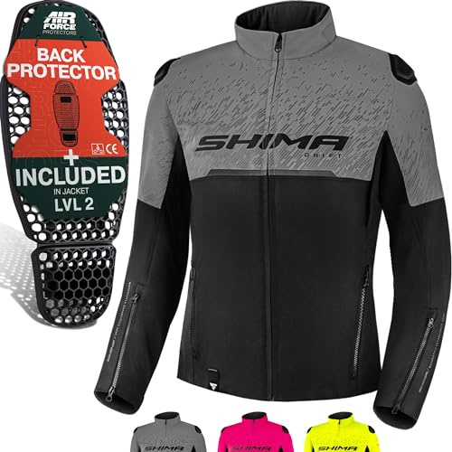 SHIMA DRIFT LADY Motorradjacke Damen - Leichte, Atmungsaktive Sommer Mesh Motorcycle Stadt Textiljacke Männer mit Schulter Ellbogen und Rückenprotektoren, Breitenverstellung (Grau, XL)