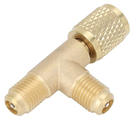 Adaptador en T de Conexión Rápida, Adaptador de Conexión R22 de Aire Acondicionado de Conexión Rápida, con Núcleo de Válvula de Latón, Estructura Resistente SAE de 1/4 Pulg., para R22 R12 R134 o Manóm
