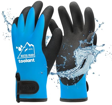 toolant 100% Waaserdichte Arbeitshandschuhe für Herren und Damen, Arbeitshandschuhe Winter für kaltes Wetter, Touchscreen, Warme Thermohandschuhe (Blau, X-Large (Packung von 1))