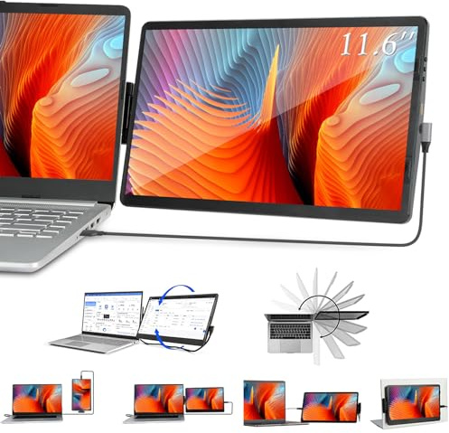 Chiusuet Laptop Screen Extender, 11.6 Portable Monitor for Laptop Monitor Extender, Dual Monitor for Laptops, USB C/HDMI Plug and Play Portable Display,Windows/Mac/Switch Compatible