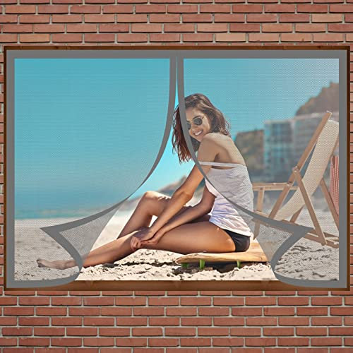 Insektenschutztür Fliegenschutz 110 x 145 cm Fenster Mückengitter Ohne Bohren Automatisches Schließen Magnet Fliegengitter Für Alle Universalfenster, Grau