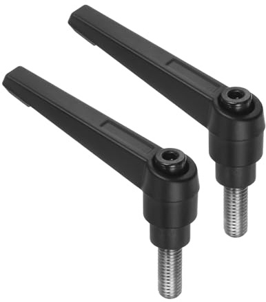 sourcing map Lot de 2 poignées à levier de serrage, M8 x 15 mm, goujon mâle fileté en acier inoxydable 304, poignées réglables, verrouillage rapide, bouton poussoir, bouton poussoir, noir