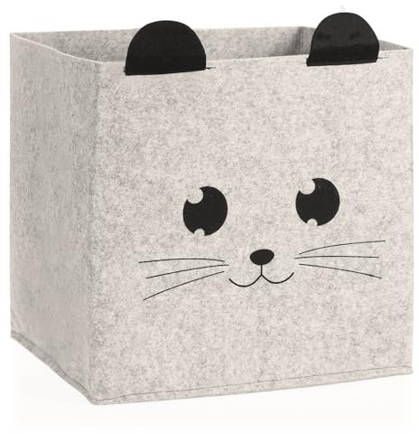 com-four® scatola portaoggetti - cestino per prodotti per bambini, libri o giocattoli - scatola portaoggetti senza coperchio - cestino per camera dei bambini (1 pezzo - grigio/beige)