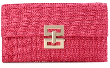 EVEOUT Clutch de Paja Mujer Bolso de Boda Fiesta Paja Carteras de mano Tejido para Vacaciones Playa