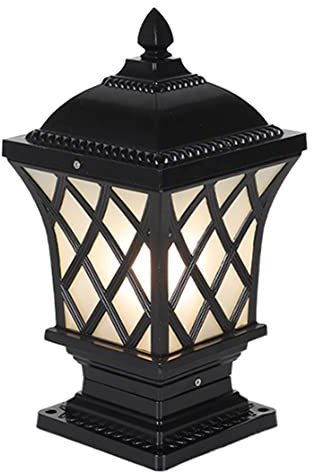 CWVYKNP Moderni Pilastri per Patio Neri, Lampada A Colonna per Prato, Griglia Nera, Pilastro in Alluminio Pressofuso, Apparecchio di Illuminazione per Tutta La Notte per 4x4, 5x5, 6x6
