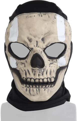 Taktisk paintball-mask heltäckande huvudbonad skalle huvudbonad mask för halloween cosplay jakt CS krigsspel maskerad kostym fest (vit-svart)