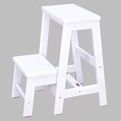 Tragbarer 2-stöckiger Holz-Tritthocker, Klappleiter für Erwachsene, leichter Küchen- und Badezimmer-Kletterhocker mit rutschfester Oberfläche, langlebiges und platzsparendes Design