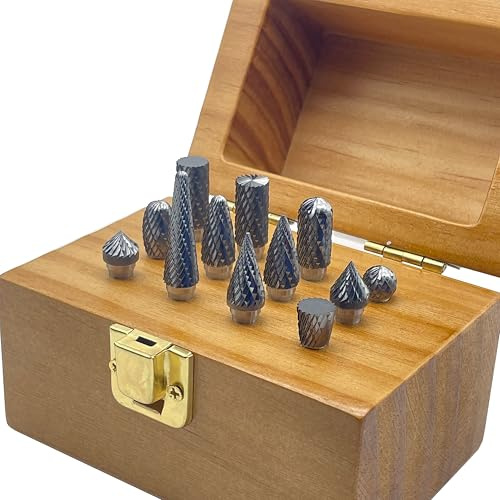 Tungsten Carbide Burr Set - 1/4 Shank 12PCS, 12 Head Types K20 Industrial Metalworking for Steel, Wood, Weld - Deburring, Finishing, Carving (Workshop/Adult Use) by LU&MN