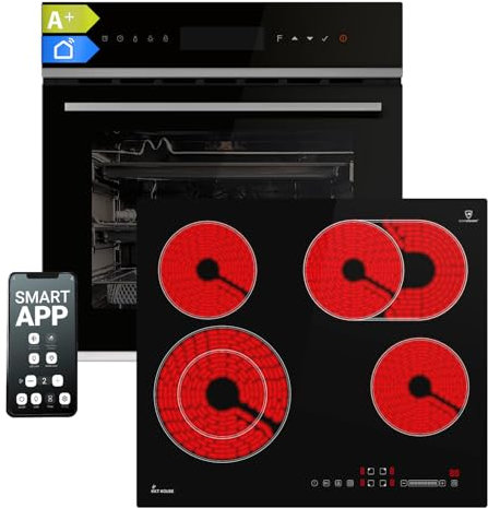 KKT KOLBE | Autarkes Herdset: 60cm Einbaubackofen EB8317HC | 59cm Kochfeld CH5901RL | Drehspieß | Pizzafunktion | Grill | Umluft | Heißluft | Timer | Air Fry Gitterrost | SET8317HCCH59RL