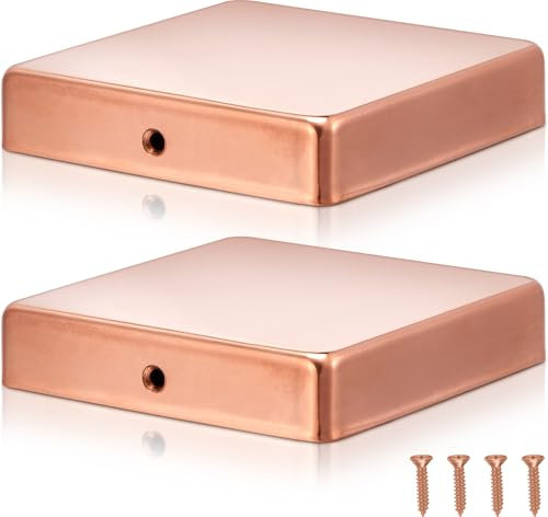Tandefio 2 Pcs 4x4'' (Actual 3.5x3.5'') Solid Copper Post Caps Fence Flat Decking Caps with Screw for Metal Wood Cedar Fence Deck Corridors Mailbox Posts End Cover