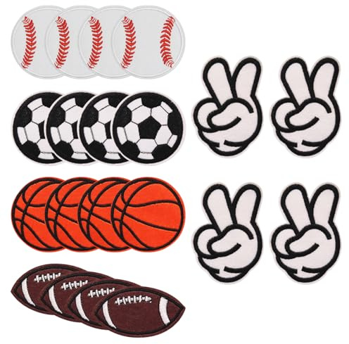 HDGSAFD Pack De 20 Parches De Futbol, ​​Parches De Tela Bordados, Parches De Reparación De Ropa, Parches Termoadhesivos para Niños, Parches De Tela Decorativos para Ropa