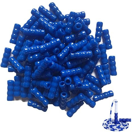 SquEqu 50 Stück Perlen-Springseil-Perlen, Ersatzperlen, verwicklungsfrei, segmentiertes Springseil, Gummiperlen, Barrel Teile für weiche Perlen-Springseile, Kabel, Erwachsene und Kinder, verstellbar