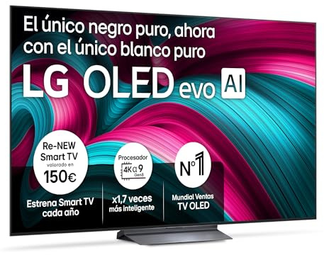 LG OLED65C54LA - TV 65, OLED EVO 4K, Smart TV AI C5, WebOS 25, Super Upscaling, Dolby Vision y Dolby Atmos, AMD FreeSync, Alexa/Google Assistant, Negro
